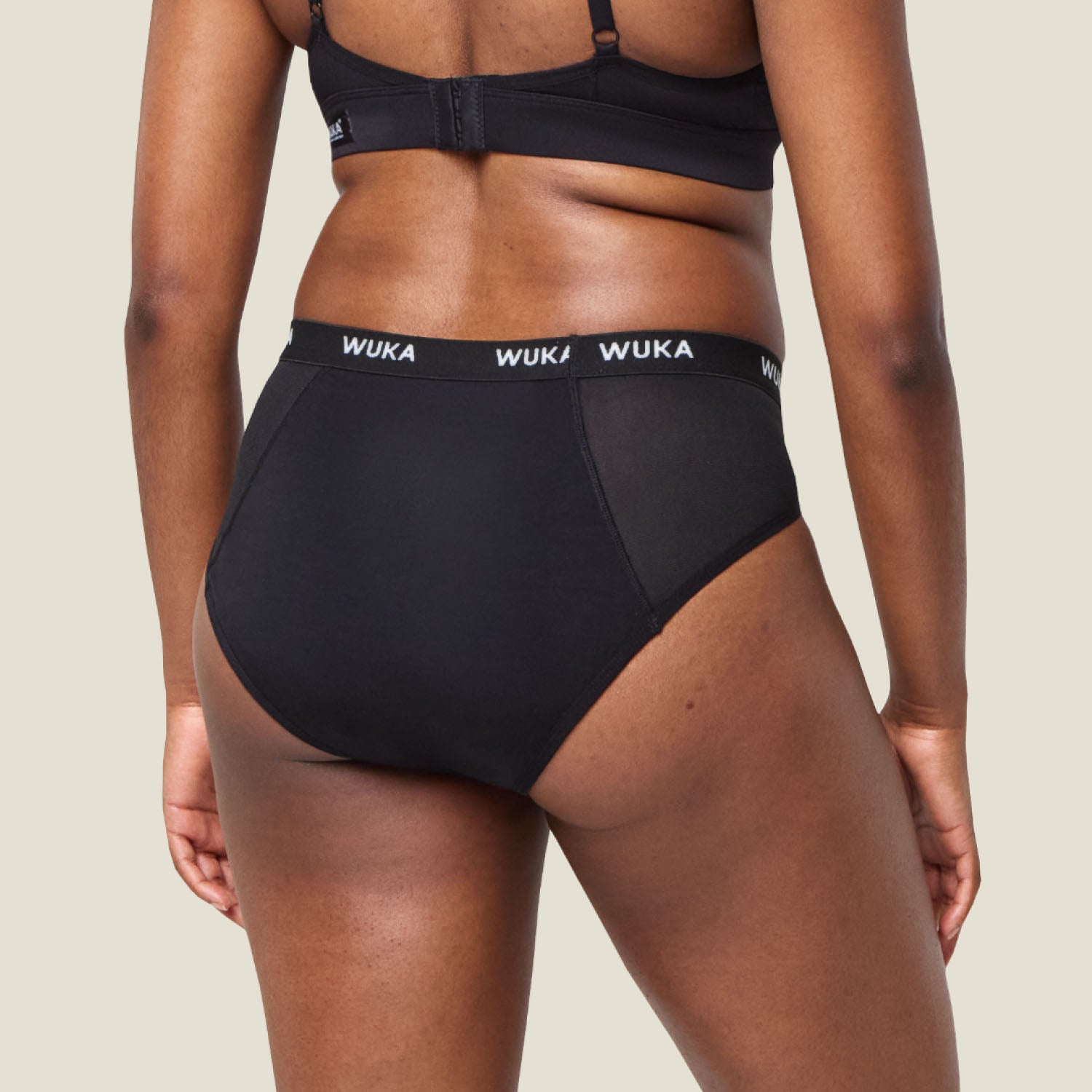 Rear view of WUKA Ultimate™ Midi Brief for heavy flow, demonstrating full coverage and secure fit during periods.