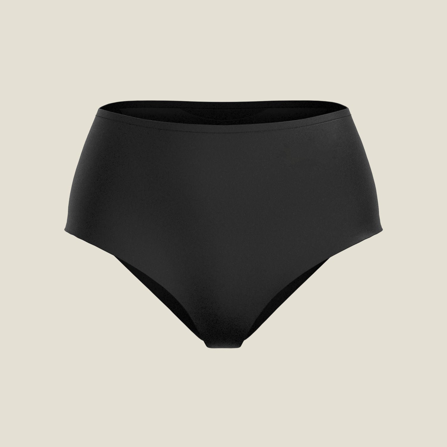 Flat lay of the Drytech™ High Waist Incontinence Brief in black, showcasing the classic high-waist style and absorbent lining.