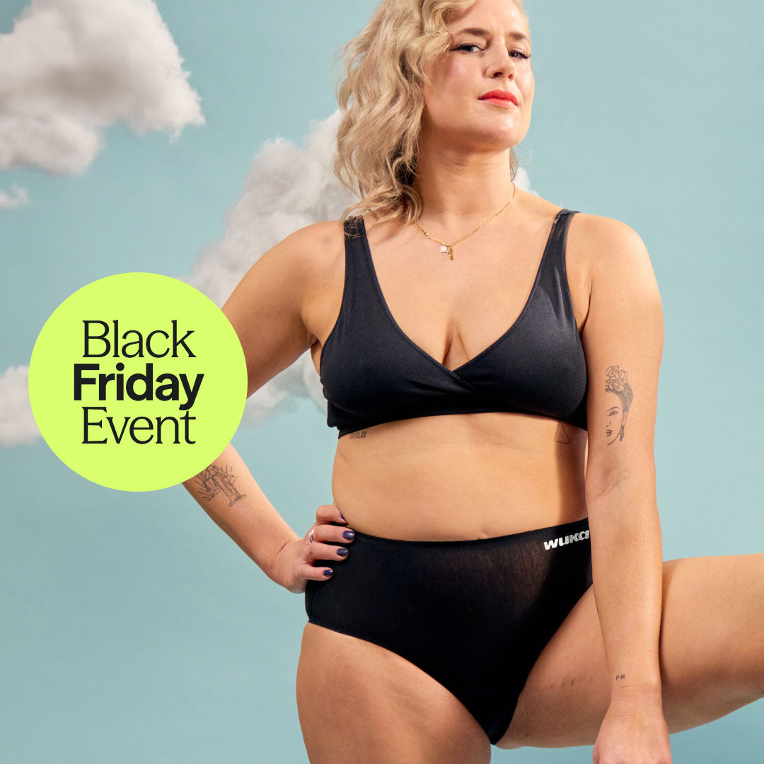 Shop WUKA's Black Friday sale event for exclusive discounts on sustainable period underwear, leak-proof pants, and eco-conscious essentials. Save on reusable, comfortable, and absorbent styles designed for every body and every flow.
