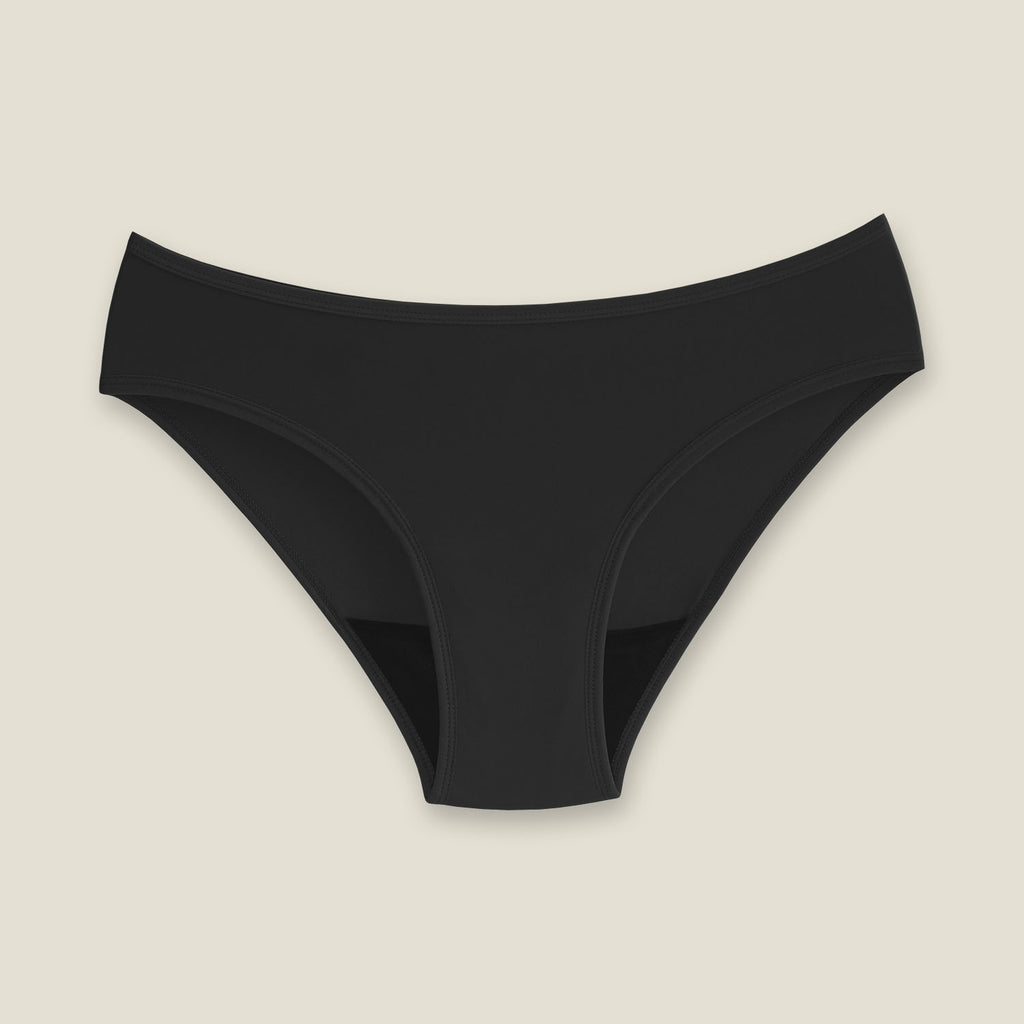 Black teen bikini brief period swimwear leak-proof swim pants for teens by WUKA
