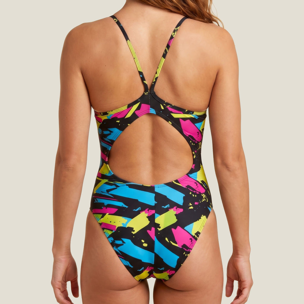 Close-up of the leakproof gusset on the WUKA Lunafly Competition Racerback period swimsuit