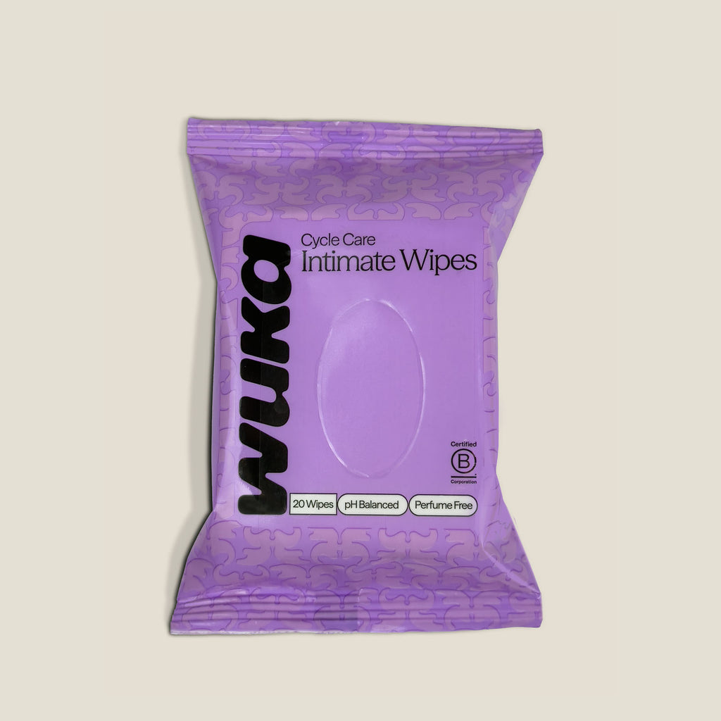 WUKA cycle care intimate wipes pack, pH balanced and perfume free for period hygiene