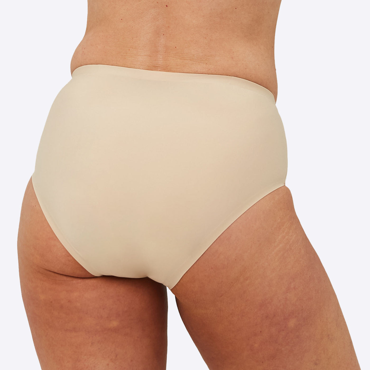 Stretch Seamless Midi Brief Style - Light  Absorbency - Light Nude - Size 1 - Back