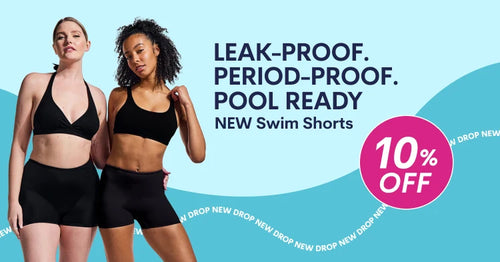 New WUKA period swim shorts medium flow collection page banner