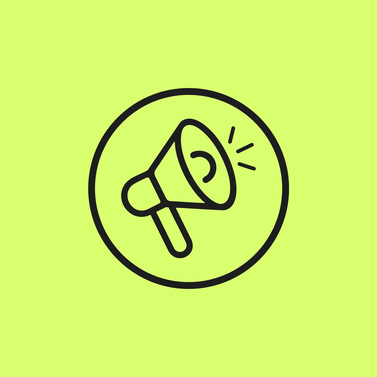 Black megaphone icon on a green background, highlighting that 64% of people say they have to prioritise buying food instead of period products
