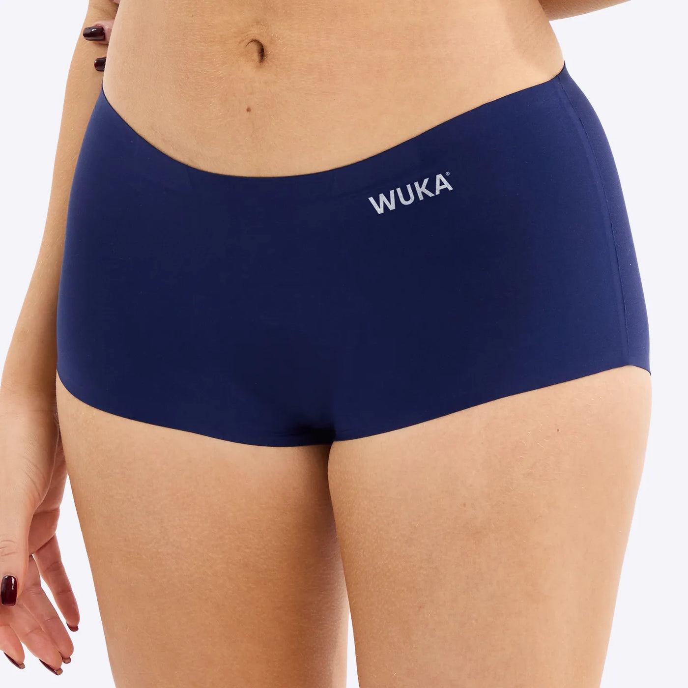 WUKA Stretch Period Short Teen Style Heavy Absorbency Navy Colour Left Side