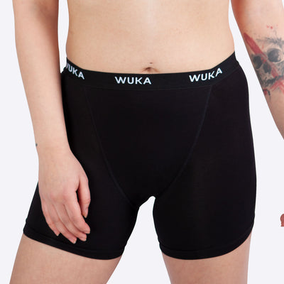 WUKA Ultimate Boxer Shorts Period Pants Style Medium Flow Black Colour Front